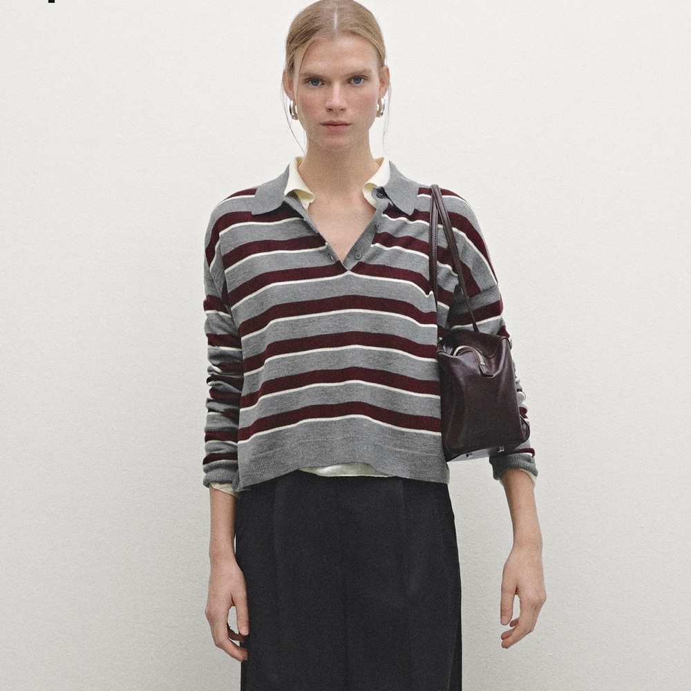 Massimo Dutti STRIPED POLO NECK KNITTED JUMPER size small NWOT
Sold out